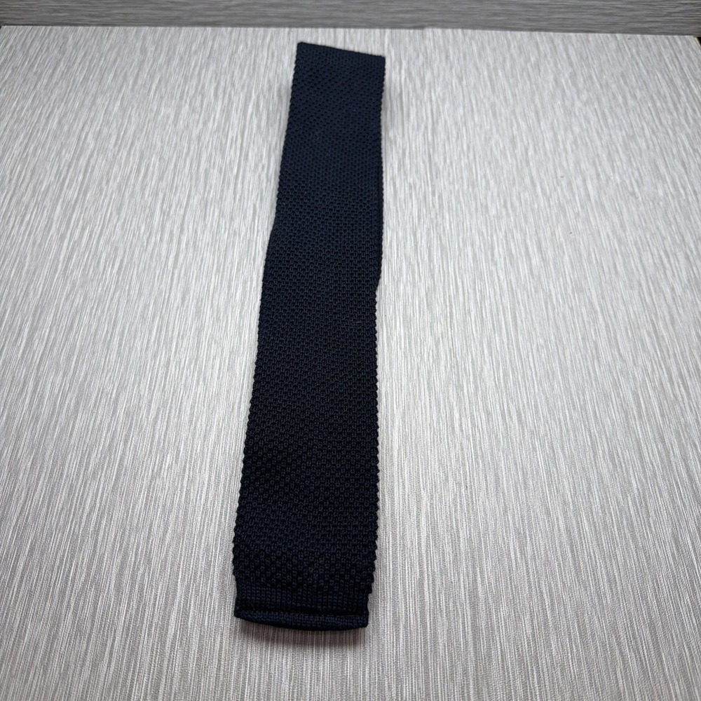 Austin Reed Knit Tie Navy Blue Textured Square End Necktie Mens